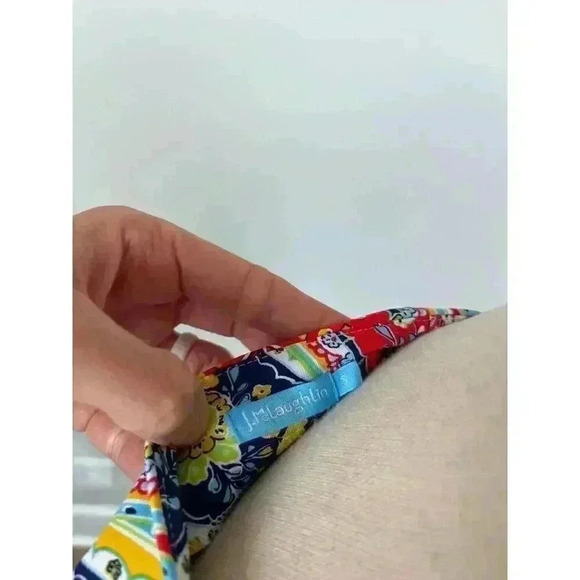 J. Mclaughlin Geometric Catalina Cloth Blouse S Colorful 3/4 Sleeve Spandex - Picture 9 of 12